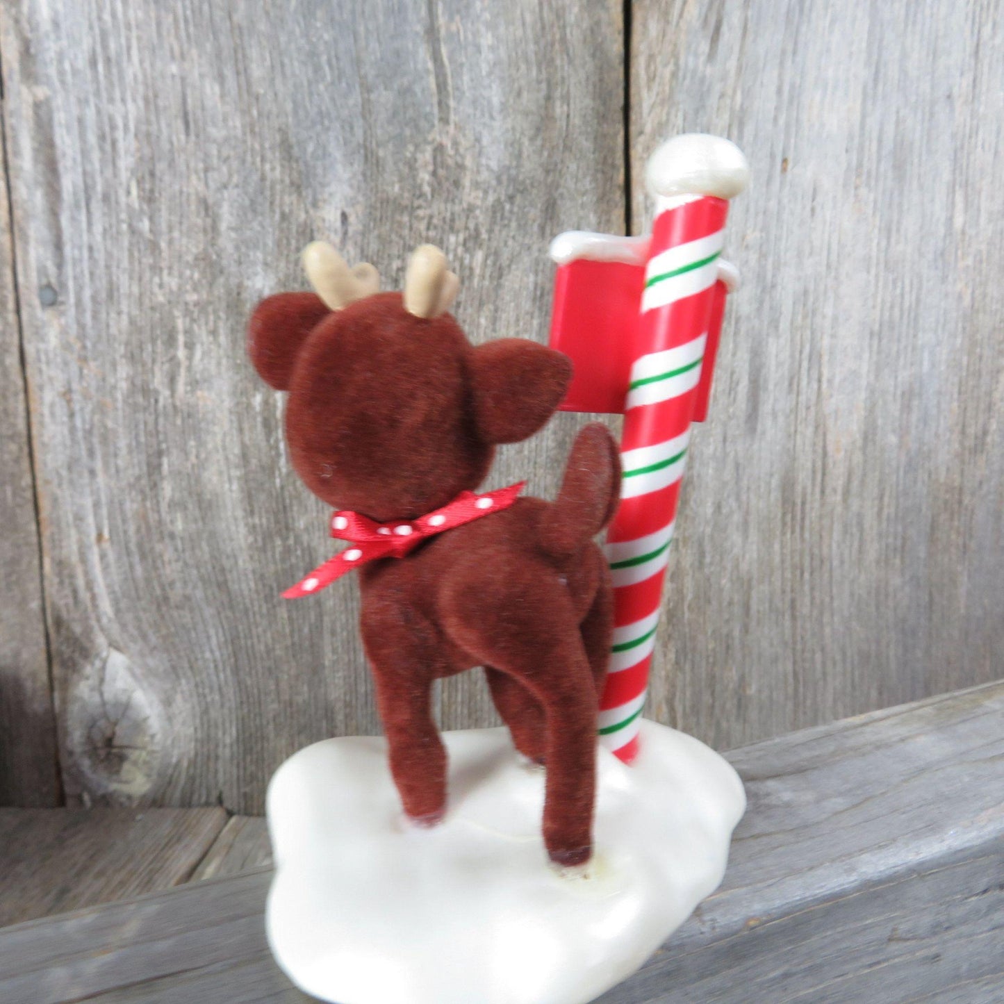 Vintage Reindeer Crossing Christmas Stocking Holder 1988 Hallmark Flocked Deer Hanger Hook