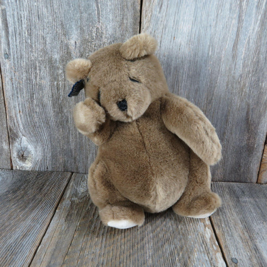 Vintage Teddy Bear Potbelly Plush Sweet Pea Crying Waving Boo Hoo Stuffed Animal 1987