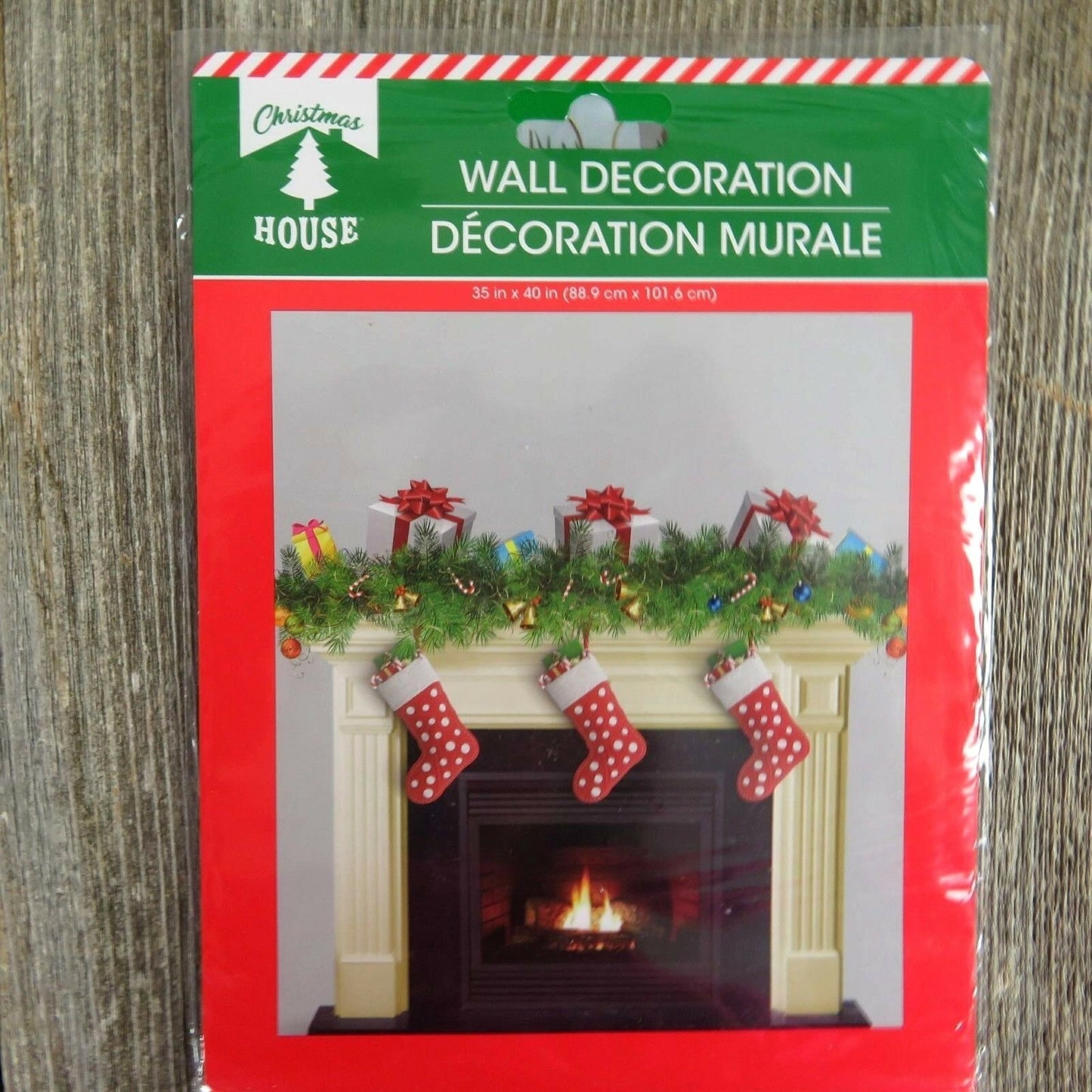 Fireplace Hearth Wall Backdrop Cover Panel Stockings Christmas Holiday Dorm