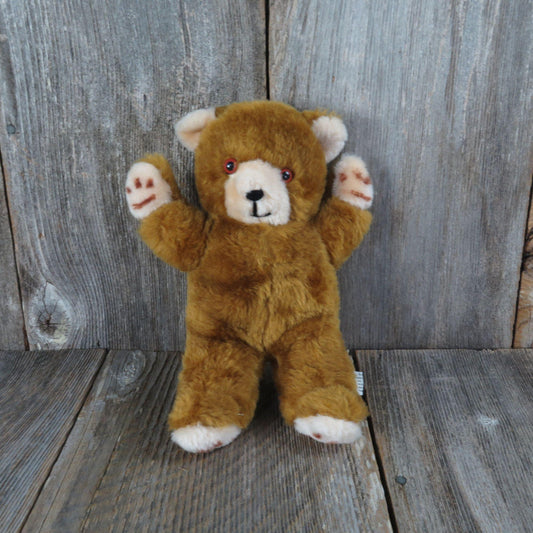 Vintage Teddy Bear Ideal Toys Arms Raised Glass Eyes Small Made in Taiwan 1981