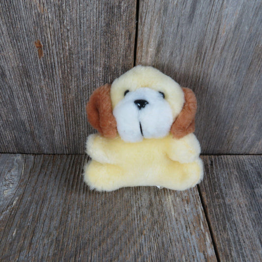 Vintage Yellow Dog Plush Mini Circus Circus Brown Ears White Muzzle Stuffed Animal