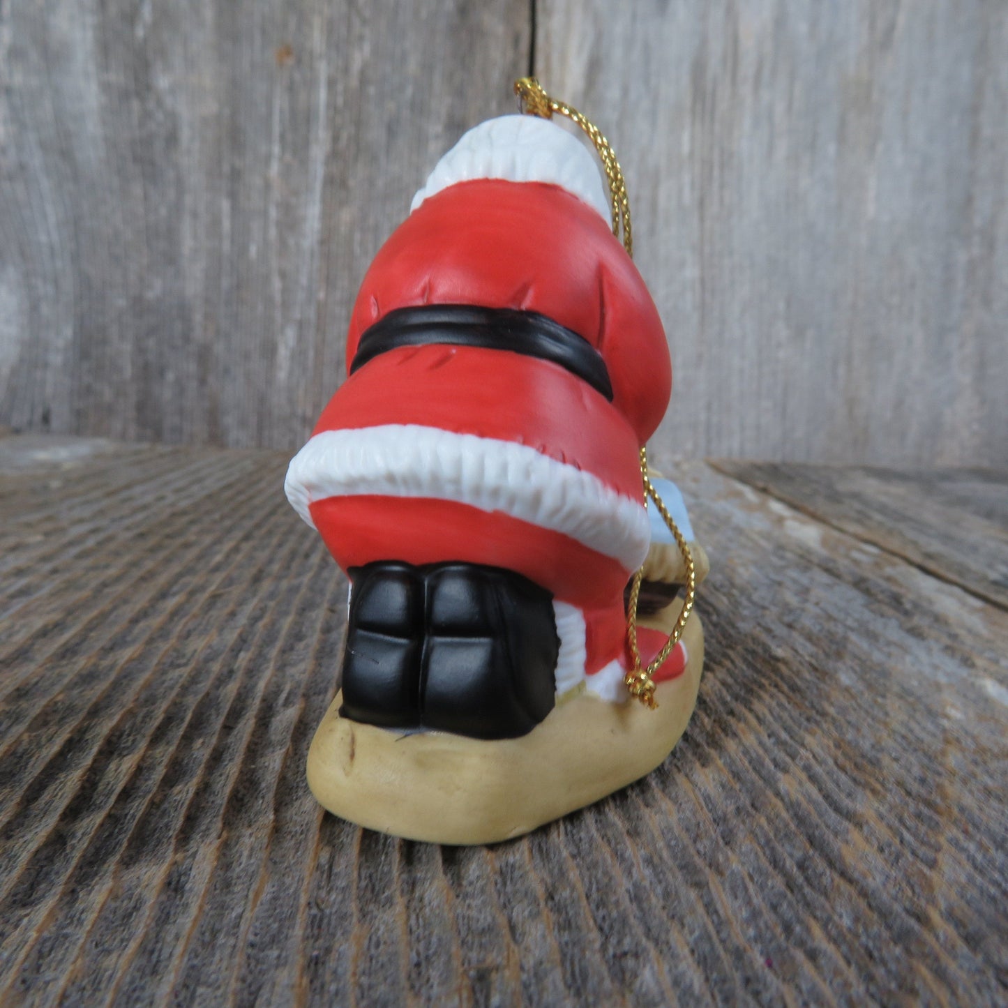 Vintage Kneeling Santa Jesus Ornament 1985 Roman Christ Manger Christmas Ornament Bisque Ceramic