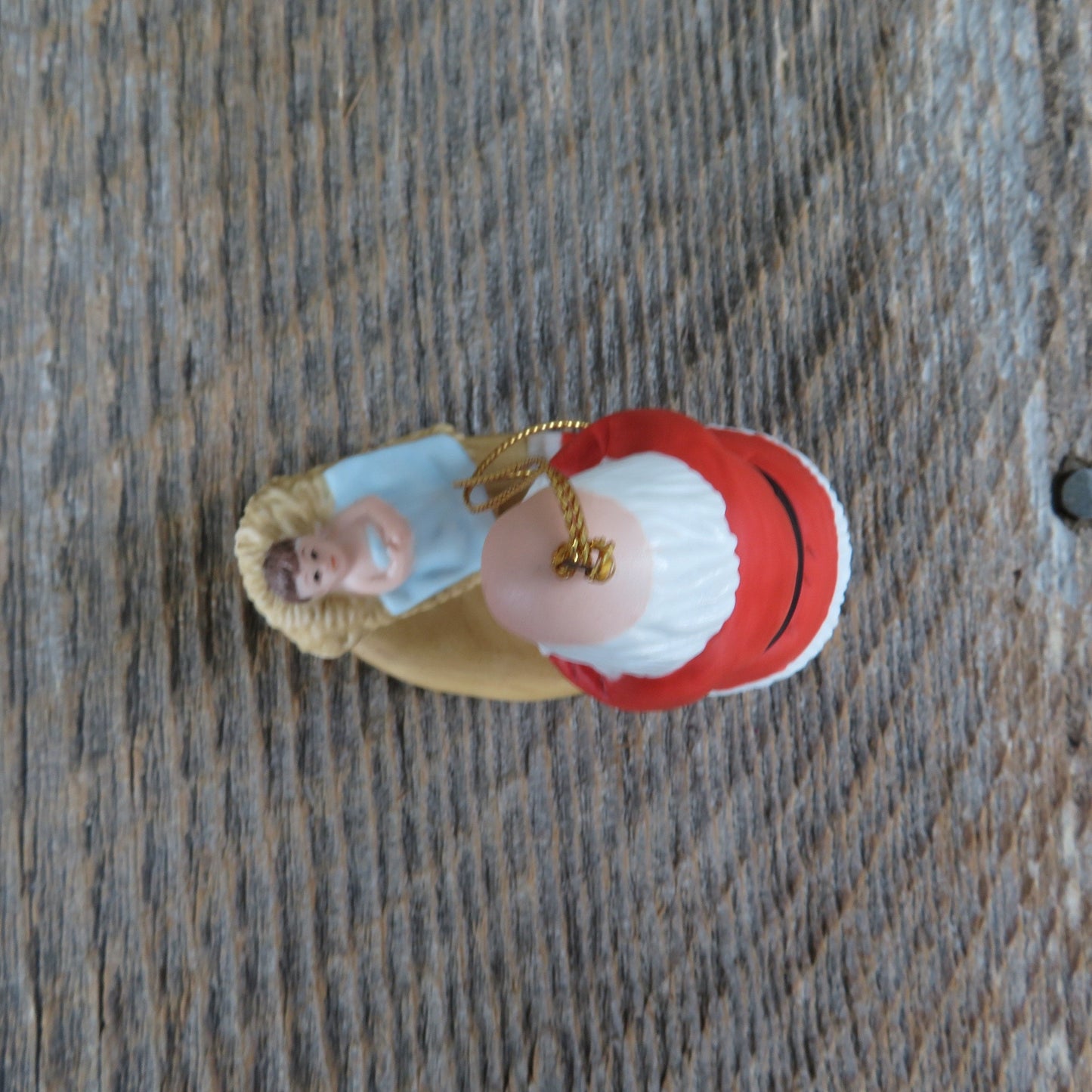 Vintage Kneeling Santa Jesus Ornament 1985 Roman Christ Manger Christmas Ornament Bisque Ceramic