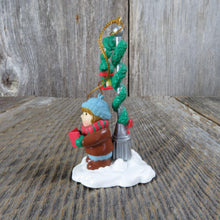 Load image into Gallery viewer, Vintage Boy Caroling Under Lamp Post Ornament Rennoc Christmas Singing 1991
