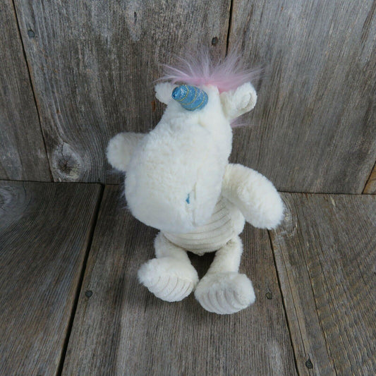 White Blue Unicorn Plush Rainbow Mane Squeaker Pet Toy Stuffed Animal - At Grandma's Table