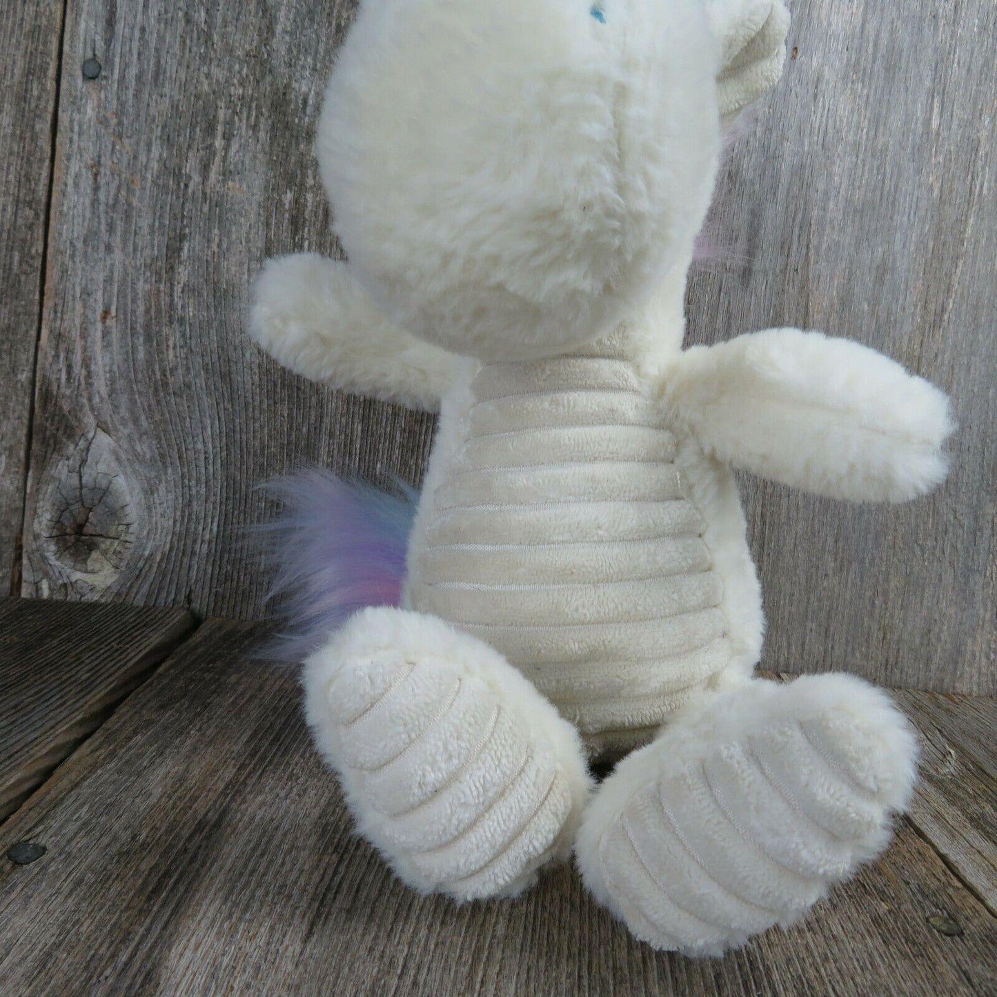 White Blue Unicorn Plush Rainbow Mane Squeaker Pet Toy Stuffed Animal