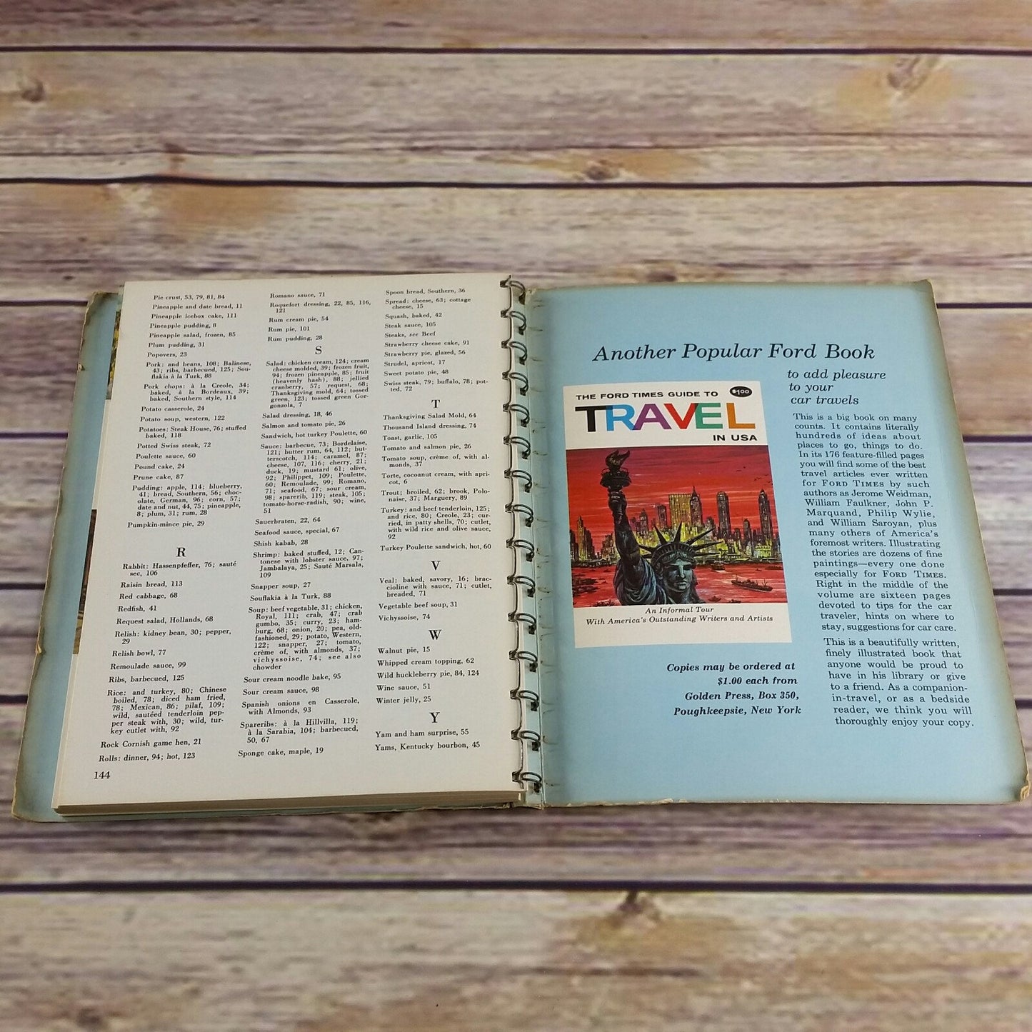 Vintage New Ford Treasury of Favorite Recipes from Famous Restaurants Recipes 1963 Spiral Bound Travelers Guide to Eating Places