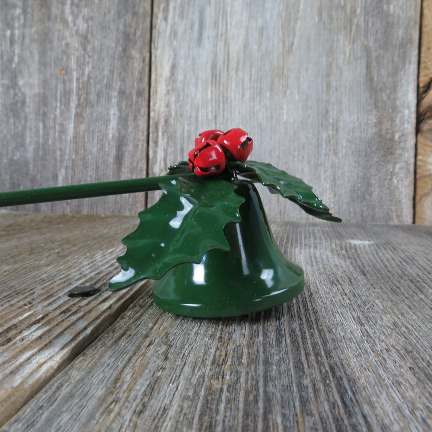 Vintage Green Holly Candle Snuffer Department 56 Red Jingle Bell Flame Extinguisher Christmas