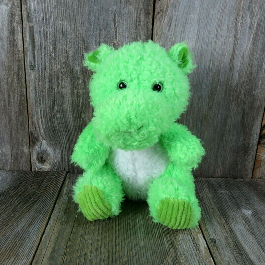 Green Hippo Stuffed Animal World Plush Fuzzy Hippopotamus Fluorescent Lime - At Grandma's Table