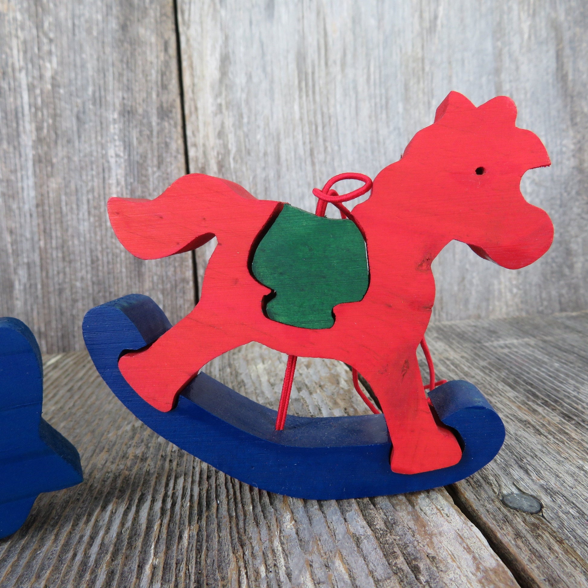 Set of 3 Handmade Vintage Wooden Clothespin Ornaments Horses 