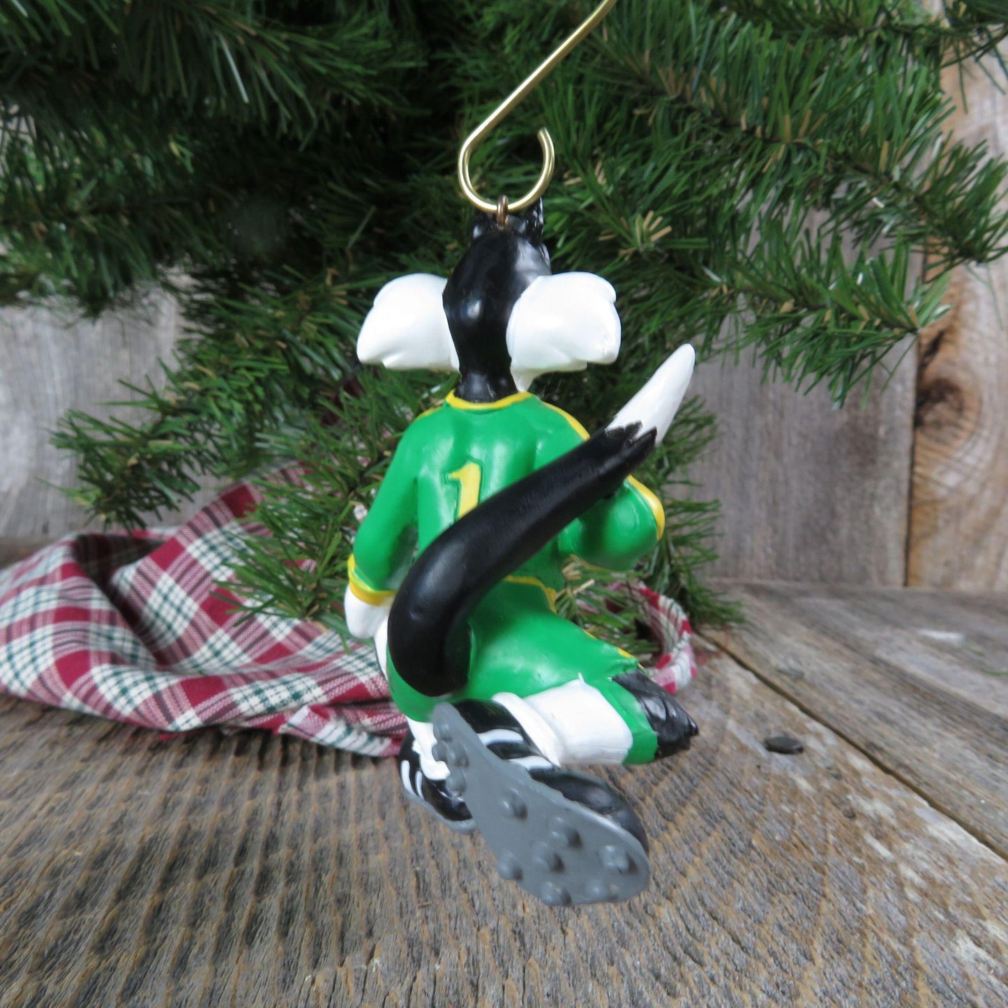 Vintage Sylvester Soccer Ornament Christmas Looney Tunes Warner Brothers Green Yellow 1996