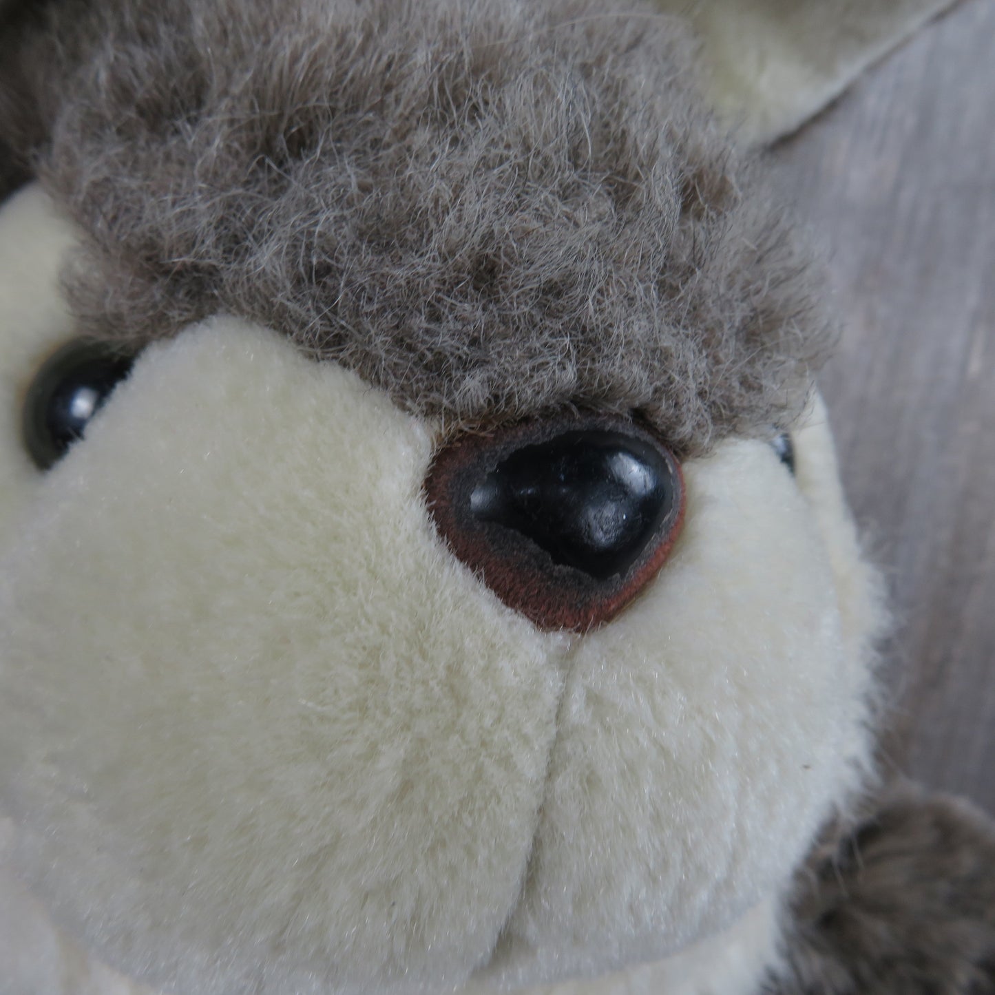Vintage Bunny Rabbit Plush Long Legs Grey White Face Flocked Nose Stuffed Animal