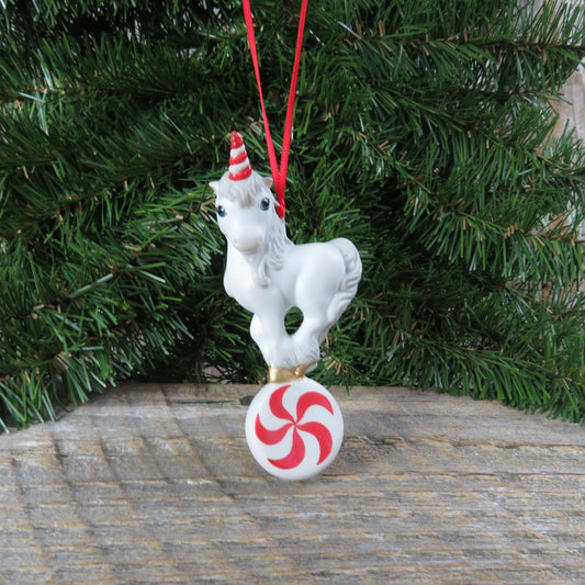 Vintage Unicorn Ornament Hallmark Merry Mint Unicorn Porcelain Christmas 1988